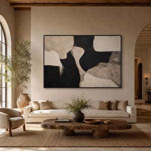 Black and Cream Abstract Art Print