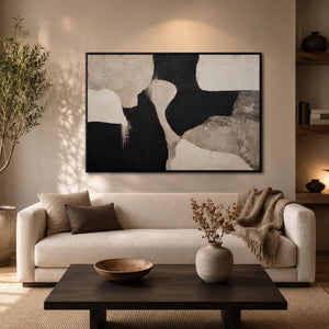 Black and Cream Abstract Art Print