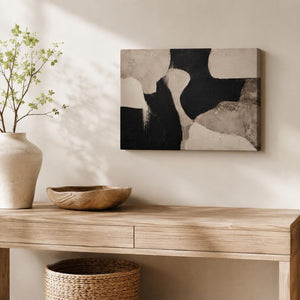 Black and Cream Abstract Art Print