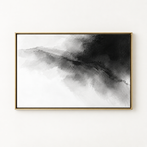 Black and White Ink Mountain Wall Art in a floating frame