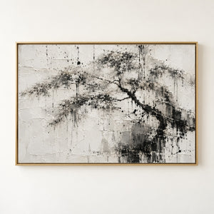 Black and White Ink Tree Wall Art in a floating frame