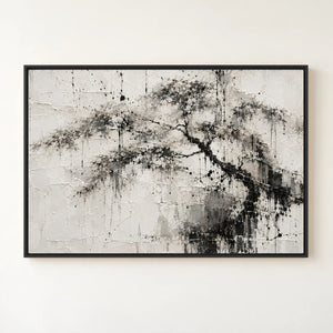 Black and White Ink Tree Wall Art in a floating frame