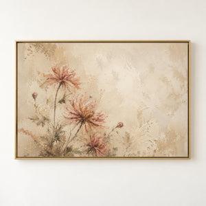 Blush Wildflower Botanical Art Print in a floating frame