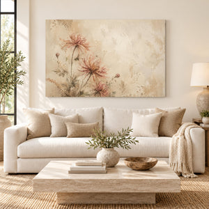 Blush Wildflower Botanical Art Print styled in a living space