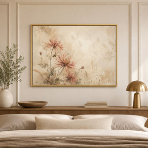 Blush Wildflower Botanical Art Print styled in a living space