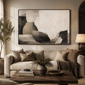 Broken Vessel Neutral Abstract Wall Art styled in a living space