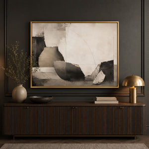 Broken Vessel Neutral Abstract Wall Art styled in a living space