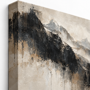 Detail view of Charcoal Mountain Mist Abstract Wall Art canvas and frame