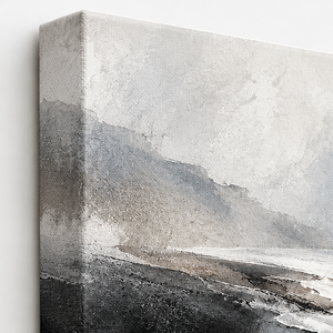 Detail view of Charcoal Shoreline Seascape Art Print canvas and frame