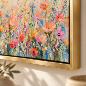 Colorful Wildflower Field Art Print in a styled room
