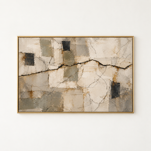 Cracked Plaster Neutral Abstract Wall Art in a floating frame