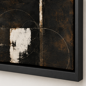 Dark Geometric Abstract Wall Art in a styled room