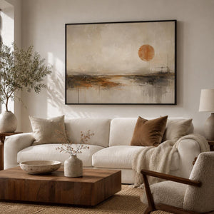 Framed Abstract Sunset Landscape Art Print