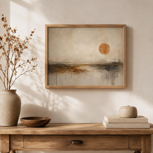 Framed Abstract Sunset Landscape Art Print