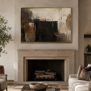 Framed Black and Rust Abstract Wall Art