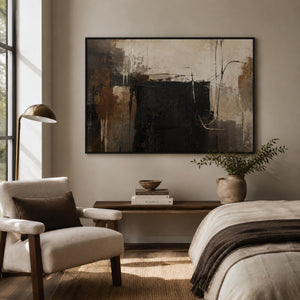 Framed Black and Rust Abstract Wall Art