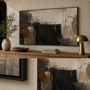 Framed Black and Rust Abstract Wall Art