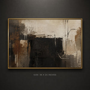 Framed Black and Rust Abstract Wall Art