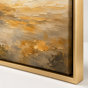 Golden Haze Abstract Landscape Wall Art in a styled room