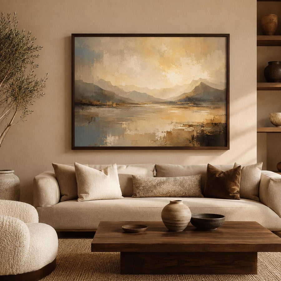 Golden Mountain Lake Art Print