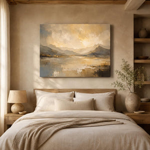 Golden Mountain Lake Art Print