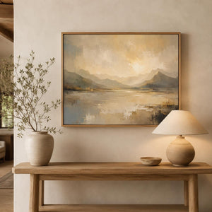 Golden Mountain Lake Art Print
