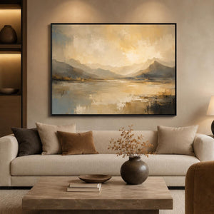 Golden Mountain Lake Art Print