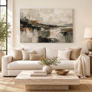Impasto Marsh Horizon Abstract Wall Art styled in a living space