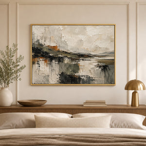 Impasto Marsh Horizon Abstract Wall Art styled in a living space