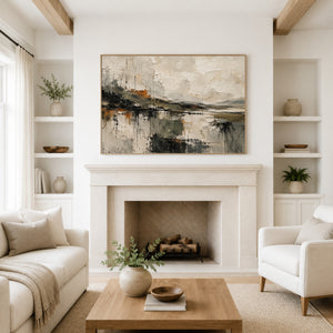 Impasto Marsh Horizon Abstract Wall Art styled in a living space