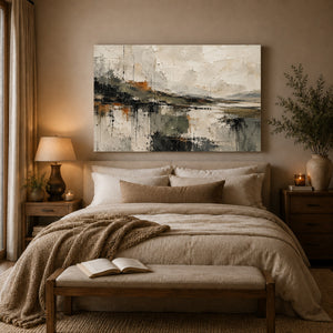Impasto Marsh Horizon Abstract Wall Art styled in a living space