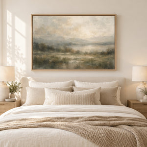 Marshland at Dawn Landscape Art Print styled in a living space