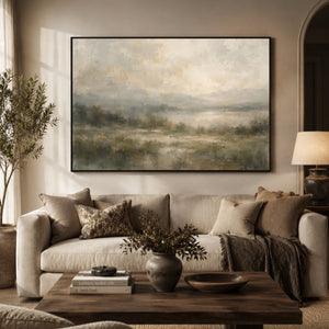 Marshland at Dawn Landscape Art Print styled in a living space