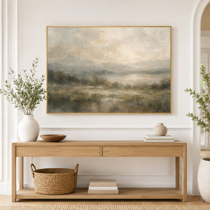 Marshland at Dawn Landscape Art Print styled in a living space
