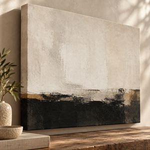 Minimal Black and Cream Horizon Wall Art in a styled room