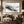 Misty Monochrome Mountain Range Wall Art styled in a living space