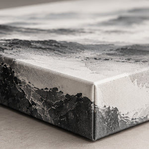 Detail view of Misty Monochrome Mountain Range Wall Art canvas and frame