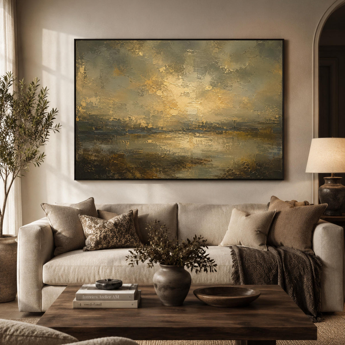 Moody Framed Abstract Landscape Wall Art