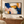 Navy Blue and Blush Abstract Wall Art in a styled room