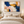 Navy Blue and Blush Abstract Wall Art in a styled room