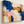 Navy Blue and Blush Abstract Wall Art in a styled room
