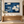 Navy Blue Patchwork Abstract Wall Art styled in a living space