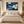 Navy Blue Patchwork Abstract Wall Art styled in a living space