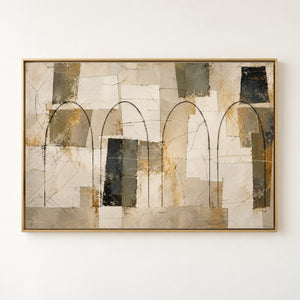 Neutral Arches Geometric Abstract Wall Art in a floating frame