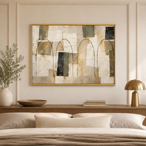 Neutral Arches Geometric Abstract Wall Art styled in a living space