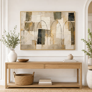 Neutral Arches Geometric Abstract Wall Art styled in a living space