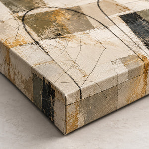 Detail view of Neutral Arches Geometric Abstract Wall Art canvas and frame
