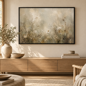 Neutral Dried Wildflower Art Print in a styled room