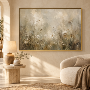 Neutral Dried Wildflower Art Print in a styled room