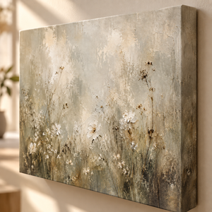 Neutral Dried Wildflower Art Print in a styled room